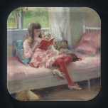 Albert Edelfelt - Gute Freunde Pappteller<br><div class="desc">Gute Freunde (Portrait der Schwester des Künstlers Bertha Edelfelt) - Albert Edelfelt,  Oil on Wood Panel,  1881</div>