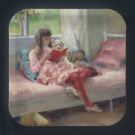 Albert Edelfelt - Gute Freunde Pappteller<br><div class="desc">Gute Freunde (Portrait der Schwester des Künstlers Bertha Edelfelt) - Albert Edelfelt,  Oil on Wood Panel,  1881</div>