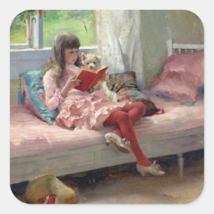 Albert Edelfelt - Gute Freunde Quadratischer Aufkleber