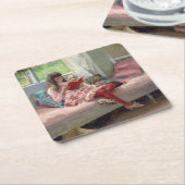 Albert Edelfelt - Gute Freunde Rechteckiger Pappuntersetzer (angewinkelt)