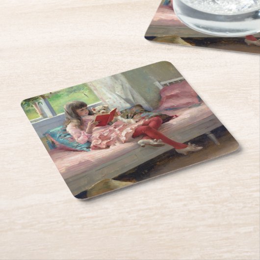 Albert Edelfelt - Gute Freunde Rechteckiger Pappuntersetzer (angewinkelt)