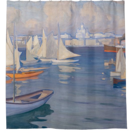 Albert Edelfelt - Hafen in Helsinki Duschvorhang (Vorderseite)