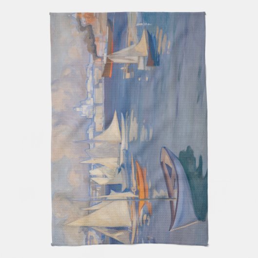 Albert Edelfelt - Hafen in Helsinki Geschirrtuch (Vertikal)