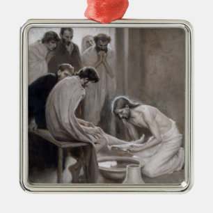 Albert Edelfelt - Jesus wäscht die Füße der Jünger Ornament Aus Metall
