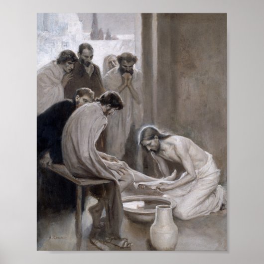 Albert Edelfelt - Jesus wäscht die Füße der Jünger Poster (Vorne)