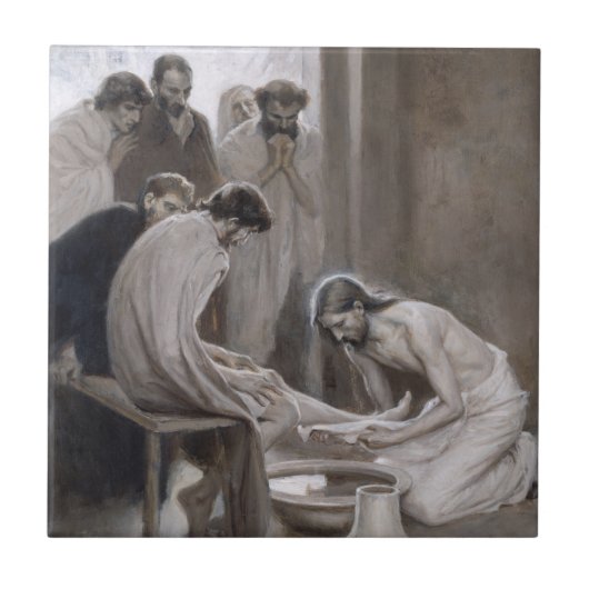 Albert Edelfelt - Jesus Washing Feet of Disciples Fliese (Vorderseite)
