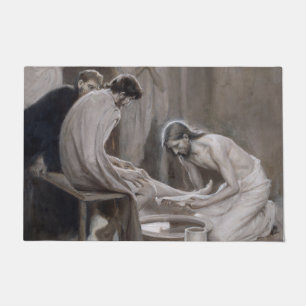Albert Edelfelt - Jesus Washing Feet of Disciples Fußmatte