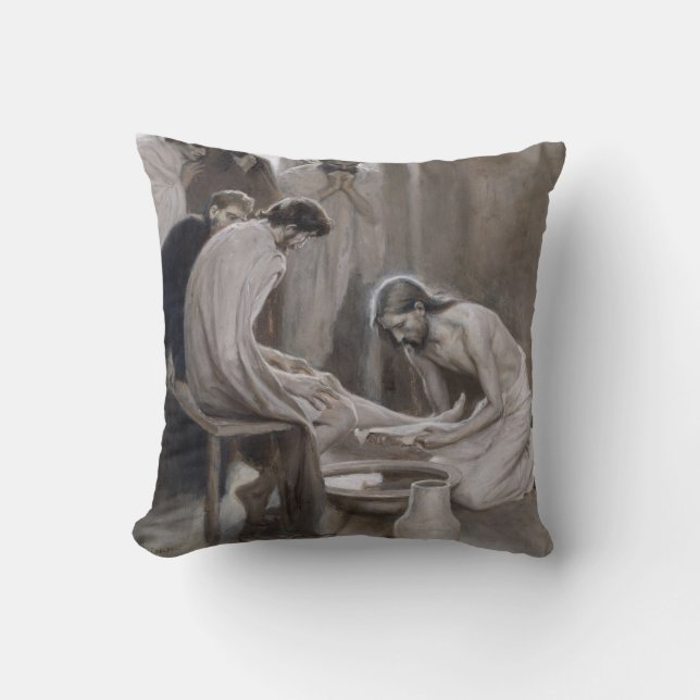 Albert Edelfelt - Jesus Washing Feet of Disciples Kissen (Vorderseite)
