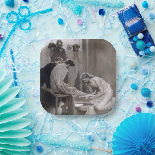 Albert Edelfelt - Jesus Washing Feet of Disciples Pappteller (Party)