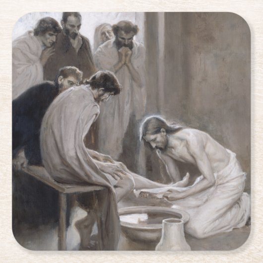 Albert Edelfelt - Jesus Washing Feet of Disciples Rechteckiger Pappuntersetzer (Vorderseite)