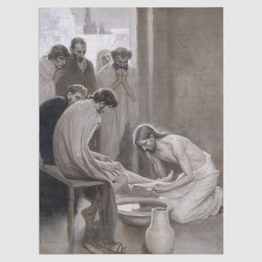 Albert Edelfelt - Jesus Washing Feet of Disciples Seidenpapier