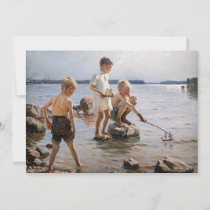 Albert Edelfelt - Jungen spielen am Ufer Invita Dankeskarte