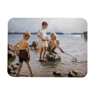 Albert Edelfelt - Jungen spielen am Ufer Magnet