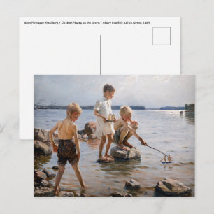 Albert Edelfelt - Jungen spielen am Ufer Postkarte