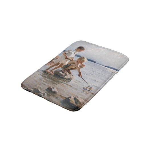 Albert Edelfelt - Jungs, die an der Küste spielen Badematte (Schrägansicht)