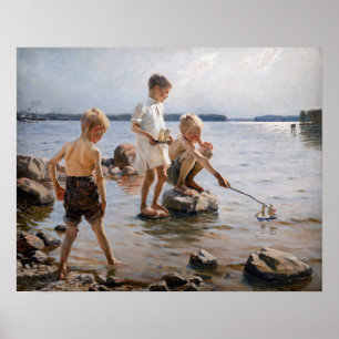 Albert Edelfelt - Jungs, die an der Küste spielen Poster