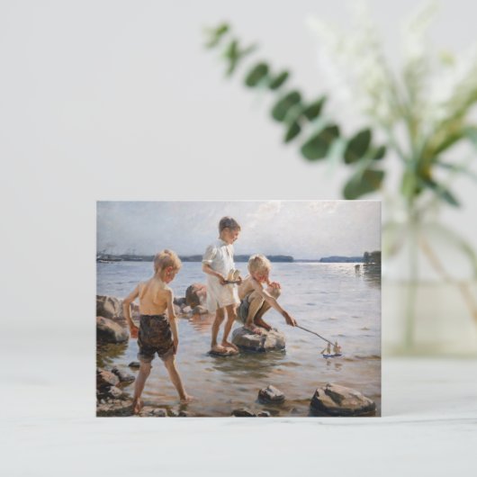 Albert Edelfelt - Jungs, die an der Küste spielen Postkarte (Stehend Vorderseite)