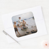 Albert Edelfelt - Jungs, die an der Küste spielen Quadratischer Aufkleber (Umschlag)