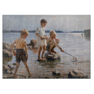Albert Edelfelt - Jungs, die an der Küste spielen Schneidebrett