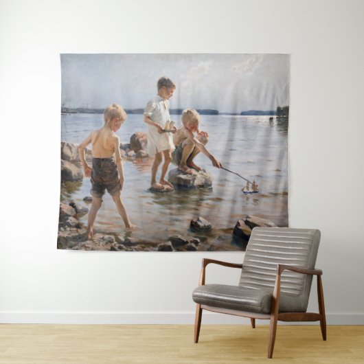 Albert Edelfelt - Jungs, die an der Küste spielen Wandteppich (Beispiel (Horizontal))