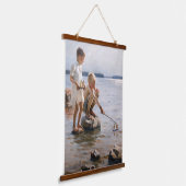 Albert Edelfelt - Jungs, die an der Küste spielen Wandteppich Mit Holzrahmen (Gewinkelt)