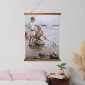 Albert Edelfelt - Jungs, die an der Küste spielen Wandteppich Mit Holzrahmen (Schlafzimmer)