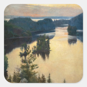Albert Edelfelt - Kaukola-Kamm bei Sonnenuntergang Quadratischer Aufkleber