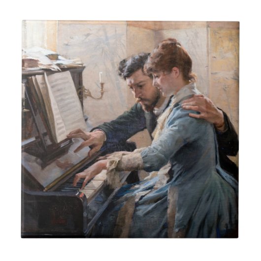 Albert Edelfelt - Klavier spielen Fliese (Vorderseite)