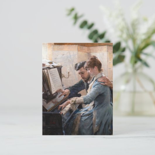 Albert Edelfelt - Klavier spielen Postkarte (Stehend Vorderseite)