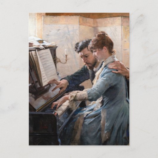 Albert Edelfelt - Klavier spielen Postkarte (Vorderseite)