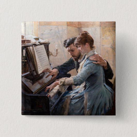 Albert Edelfelt - Klavierspielen Button (Vorderseite)