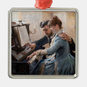 Albert Edelfelt - Klavierspielen Ornament Aus Metall