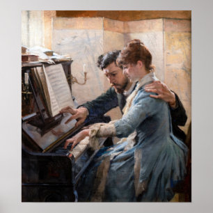 Albert Edelfelt - Klavierspielen Poster