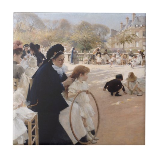 Albert Edelfelt - Luxembourg Gardens, Paris Fliese (Vorderseite)