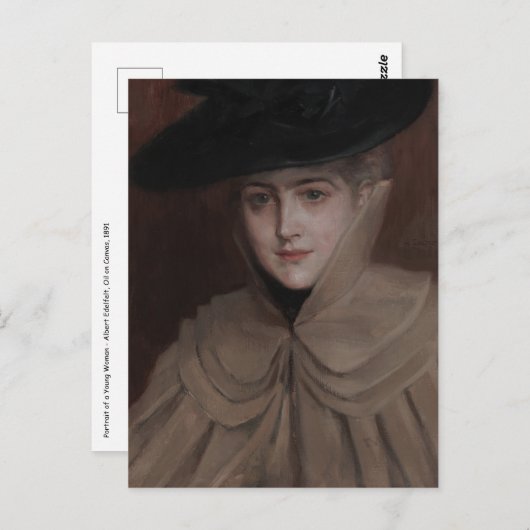 Albert Edelfelt - Portrait einer jungen Frau Postkarte (Vorne/Hinten)
