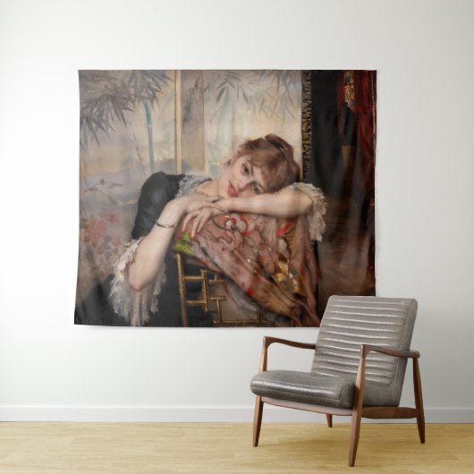 Albert Edelfelt - The Parisienne / Virginie Wandteppich (Beispiel (Horizontal))