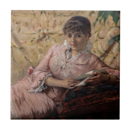 Albert Edelfelt - The Reading Parisienne Fliese (Vorderseite)