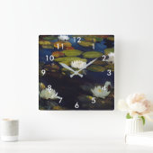 Albert Edelfelt - Water Lilies, Studie Quadratische Wanduhr (Zuhause)