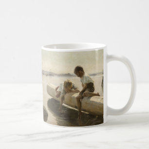 Albert Edelfelt - Zwei Jungen auf einem Baumstamm Kaffeetasse