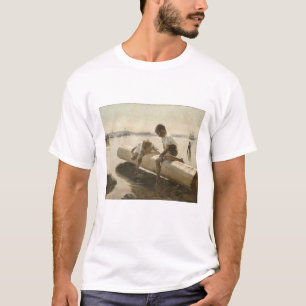 Albert Edelfelt - Zwei Jungen auf einem Baumstamm T-Shirt