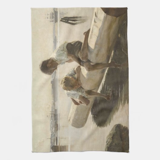 Albert Edelfelt - Zwei Jungs im Protokoll Geschirrtuch (Vertikal)