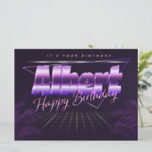 Albert Name Vorname lila retro Karte Geburtstag (Stehend Vorderseite)