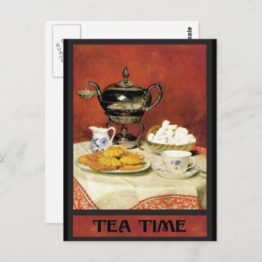 Albert Samuel Anker ~ Tea Time Postkarte (Vorne/Hinten)