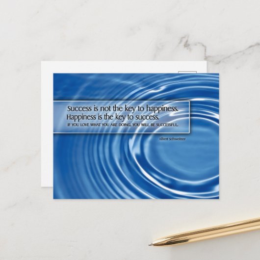 Albert Schweitzer Inspiration Zitat "Erfolg" Postkarte (Vorderseite/Rückseite Beispiel)