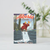 Alberta Canada Cartoon Reiseplakat Postkarte (Stehend Vorderseite)