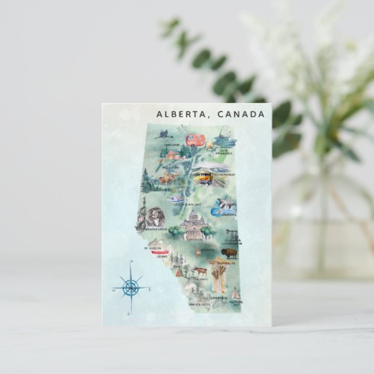 Alberta Canada Illustrierte Karte (Stehend Vorderseite)