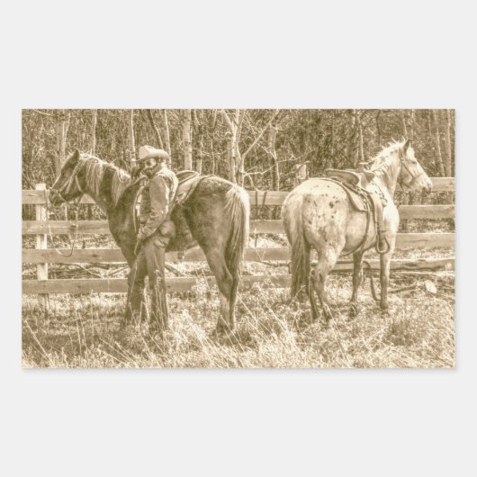 Alberta Cowboy Rechteckiger Aufkleber (Vorderseite)