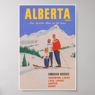 Alberta Kanada Vintage-Skiplakat Poster