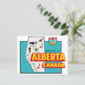 Alberta Map Vintage Travel Postkarte (Stehend Vorderseite)