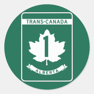 Alberta, Trans-Canada Highway Sign Runder Aufkleber